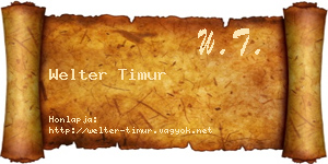 Welter Timur névjegykártya